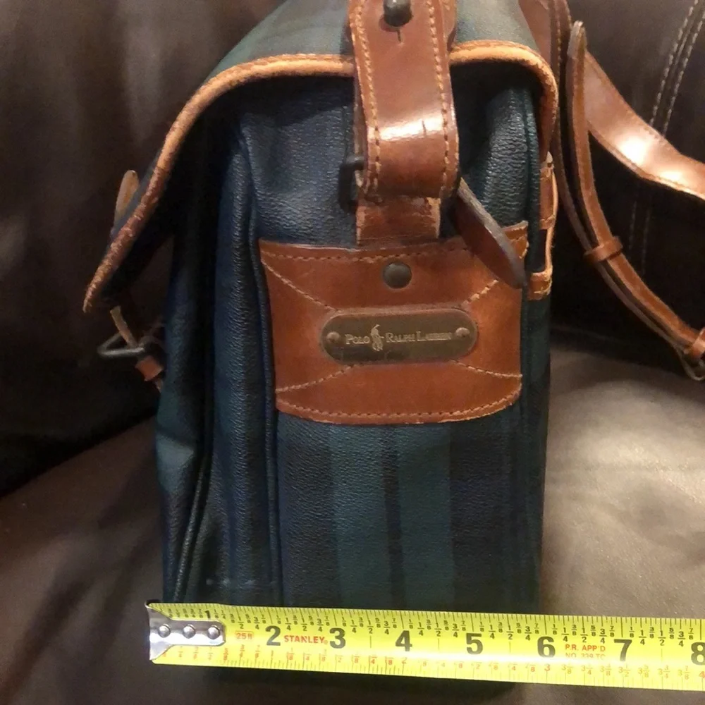 RALPH LAUREN Black Watch Plaid Crossbody Computer Laptop Messenger Bag 1980-90